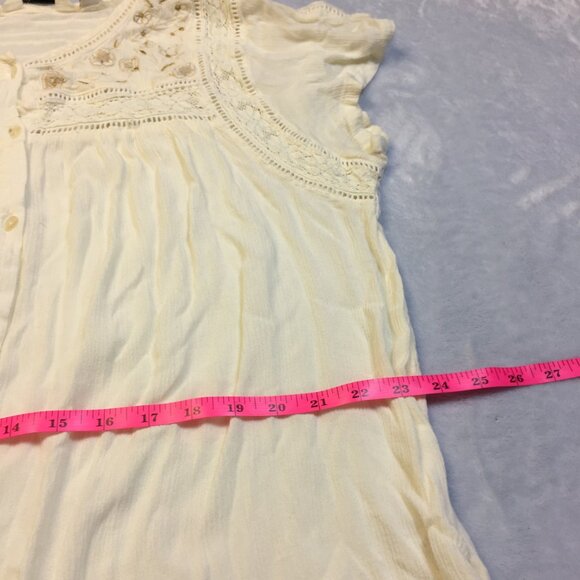 Caffe Marrakesh Blouse Shirt Top 2X Womans Plus Ivory Cream Floral Embroidered - Picture 11 of 13